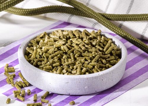 Futterpflanze Luzerne, Futter für Pferde, Pellets, Ergänzungsfutter