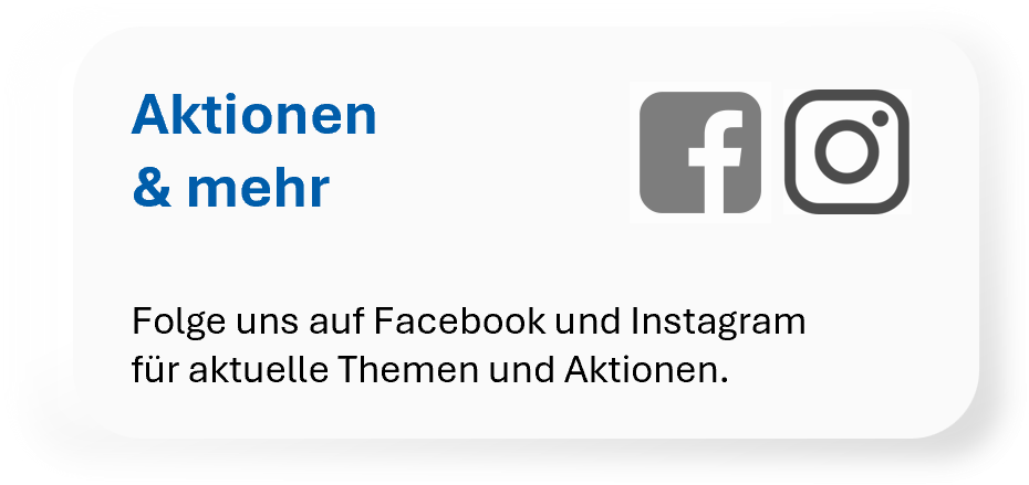 Themen und Rabatt-Aktion - folge uns auf Facebook und Instagram